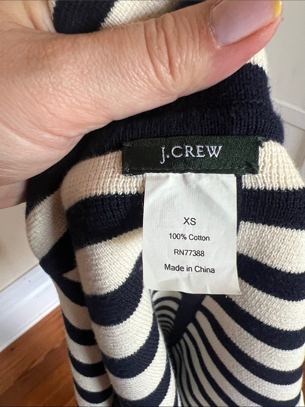 J.Crew Striped Double Breasted Navy Blue Ivory Knit Sweater Blazer Jacket XS - Picture 8 of 8